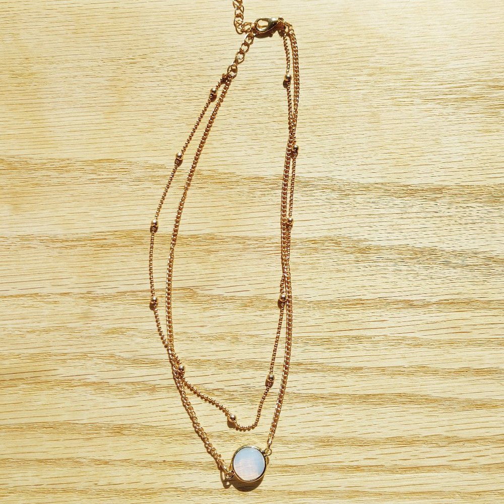 1pc Gemstone Charm Layered Necklace